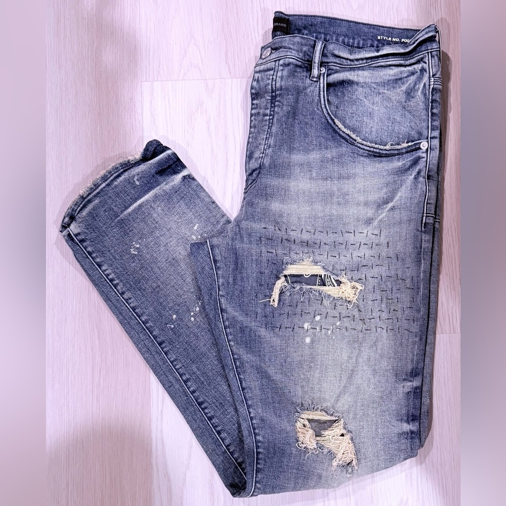 Men's Distressed Straight Jeans - Gray